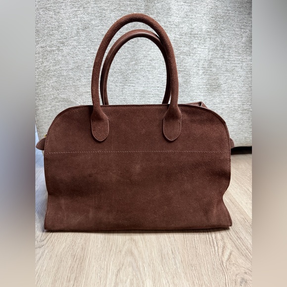 The Row Margaux 15 Suede Tote Bag Brown Made In Italy - Picture 2 of 16